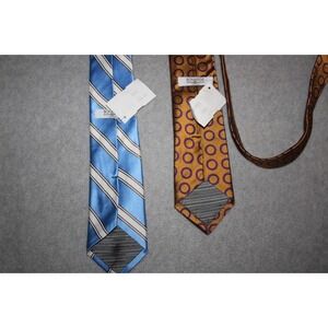 LOT of 2 NWT BONAFIDE Narrow Skinny Silk‎ Ties Tie Blue Striped